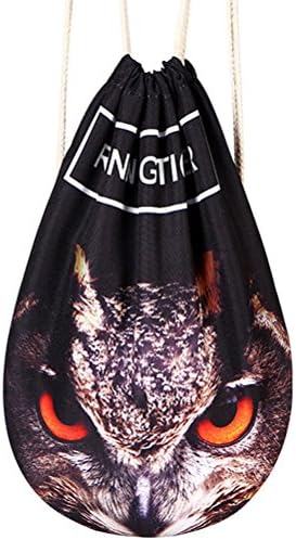 AIZHE 3D Print Animal Personalized Cool Drawstring Bag Gym Bag Large Drawstring Backpack Sackpack for Shopping Sport Yoga (Owl)