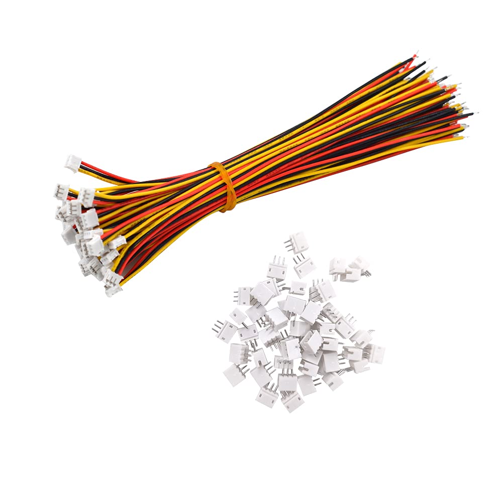 YIXISI 50 Pairs Mini Micro JST-ZH 1.5mm 3-Pin Connector Plug with Wires Cables 15cm — image 1