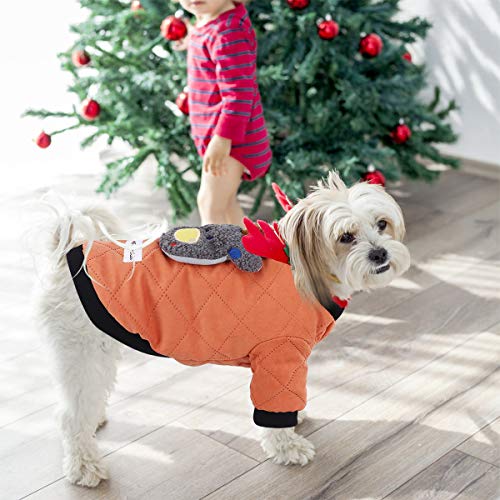 voopet Dog Jacket, Warm Winter Coat for Dogs - Soft Fleece Lining Costume, Reindeer Pattern Dog Apparel Windproof Padded Vest Clothes for Small and Medium Dogs - Thumbnail 3