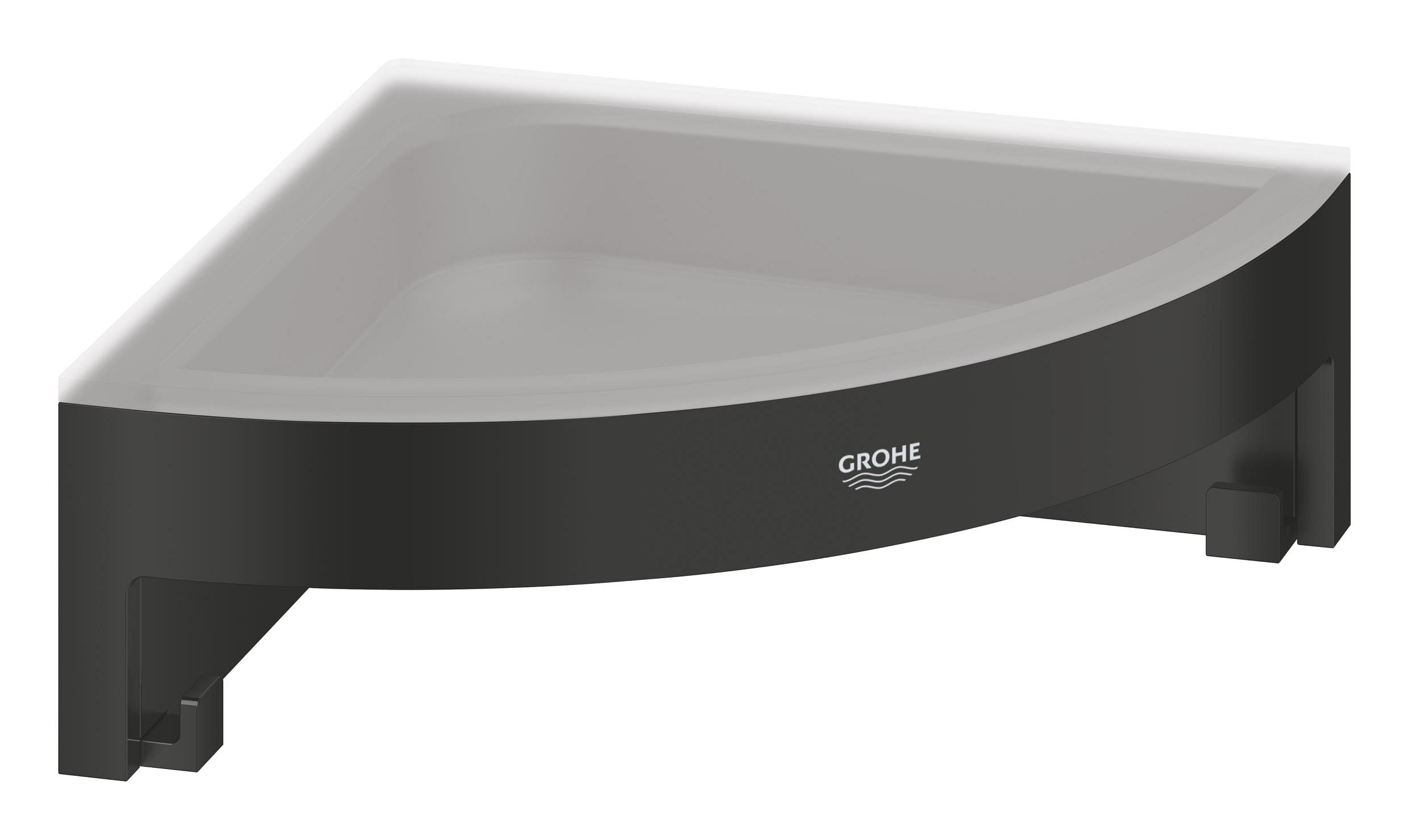 GROHE Start Cube QuickFix Corner Shower Basket Basket – Bathroom Wall Mounted Corner Shelf (Metal & Plastic, with Screws & Dowels), Size 160 mm, Easy to Fit with GROHE QuickGlue, Matt Black, 411062430