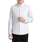 Visaccy Boys' Button Down Shirts Kids Long Sleeve Solid Collared School Shirt for Toddler Boy Size 2T-20