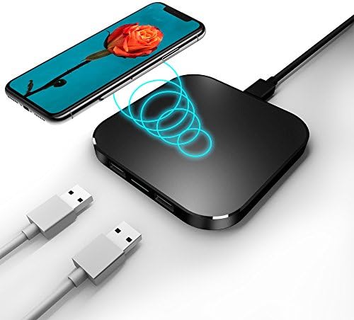 Wireless Charger for iPhone X, BAIVON Standard QI Wireless Charging Pad with Dual USB Ports [Ultra Slim][Sleep Friendly] for iPhone X / 8 / 8 Plus,Galaxy S9 / S9 Plus / S8 / S8 Plus / Note 8, etc.