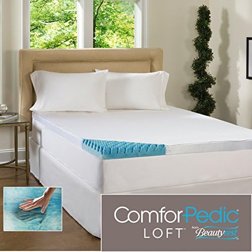 Beautyrest 4インチ ジェルメモリーフォームマットレストッパー ポリシルクカバー付き クイーンサイズ Heartup Hu