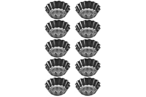 SundiooK Set of 10 Carbon Steel Tart Tins Home Baking, 6.5 x 6.5 x 2.1 cm, Gray, Easy Release and Construction