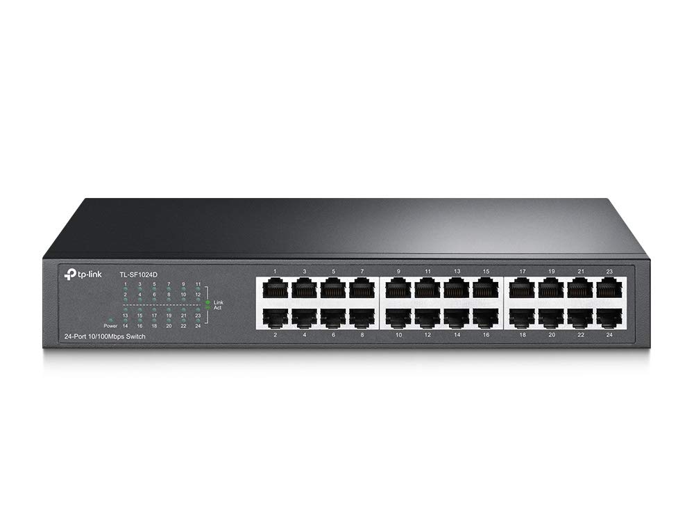 TP-Link TL-SF1024D 24-Port 10/100Mbps Network Switch, 13-inch Rack-Mount/Desktop Ethernet Switch, Steel Case, RJ45 Ports (Auto Negotiation/Auto MDI/MDIX)