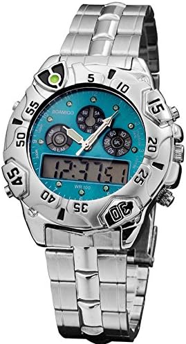 BOAMIGO Sport Men's Analog-Digital Chronograph Watch with Silver-Tone Strap Wristwatches F513HEI