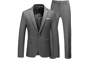 SHUZHXLZANGY Mens Suits Regular Fit 2 Piece Suit Men One Button Blazer Pants Suit for Men Wedding Business Formal Suit