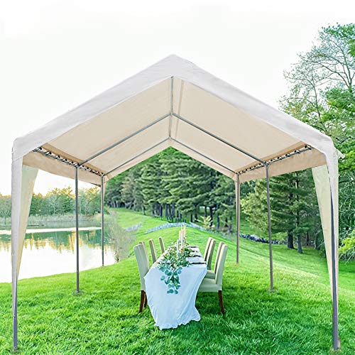 Abba Patio VDLGP1020W 10 x 20 Feet Outdoor Carport Canopy 6 Steel Legs