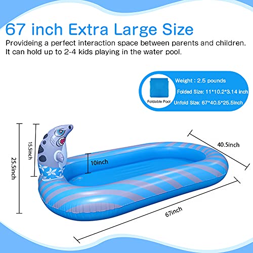 VOLADOR Inflatable Sprinkler Pool, Wading Swimming Pool, Outdoor Water Splash Toy for Kids Toddlers Kiddie Pets Family