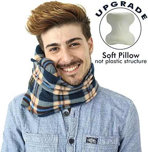 Neck Travel Pillow, Super Soft Memory Foam Travel Neck Scarf, Lightweight Washable Travel Neck Pillow for Airplane, Car, and Office,Give You Enough Support,Tartan