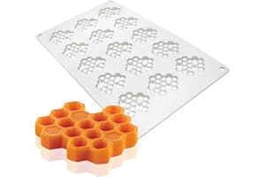 TUKE 15 Cavity Silicone Honeycomb Molds for Chocolate Honeycomb Bee Silicone Fondant Mold Beehive Silicone Baking Molds Bee Candy Silicone Mold for Kitchen Cake Cupcake