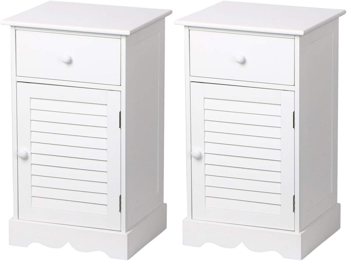 Amazon Com White 14 2pcs Nightstand Bedside End Table Cabinet Organizer W Drawer Door With Ebook Kitchen Dining