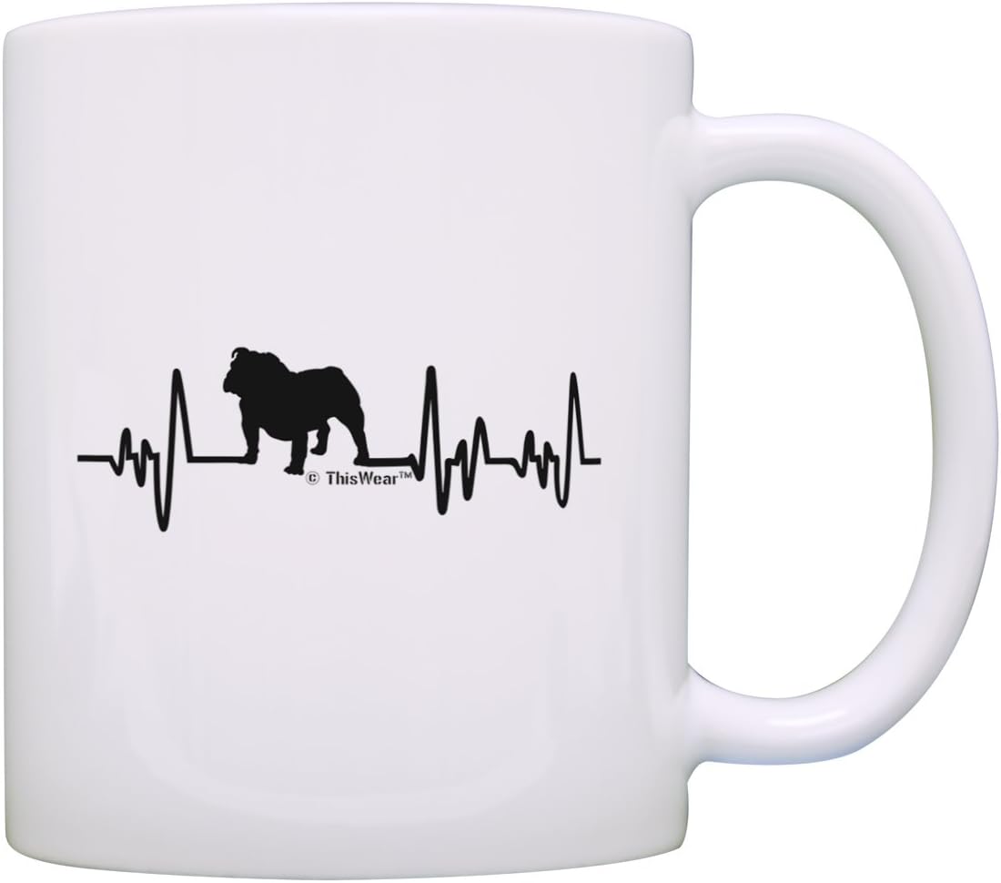 English Bulldog Gifts for Women Dog Lover Heartbeat English Bulldog Themed Gifts Dog English Bulldog Lover Gift Coffee Mug Tea Cup White