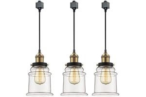 Kiven 3-Light H System Track Lighting Pendants,Clear Glass Shade Fitting Track Light Kit, TB0213-50CM-Bulb Included