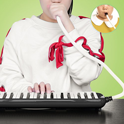 Irich 32 Piano-Style Melodica Musical Education Instrument for Beginner Kids Children Gift with Carrying Bag (Black)