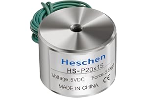 Heschen Electromagnet Magnet Solenoid P20/15, OD: 20mm, DC 5V, 2.5Kg/5.5lb