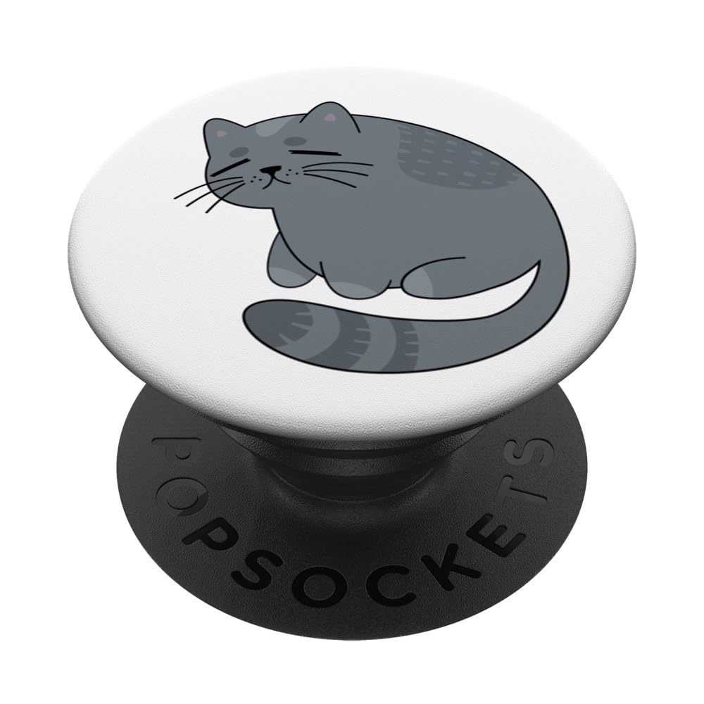 Sad Cat Gifts for Cat Lovers Gloomy Depressed Fat Sad Cat PopSockets Swappable PopGrip