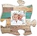 P. Graham Dunn Teal Multicolor Distressed Wood Look 12 x 12 Wall Hanging Wood Puzzle Piece Photo Frame