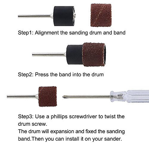 Coceca Sanding Drum Kit with 270 Pieces Sanding Band Sleeves and 12 Pieces Drum Mandrels for Dremel Rotary Tool