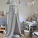 Jeteven Cotton Bed Canopy Bed Tent for Girls Bed, Play Tent Reading Nook Round Cotton Dome Curtains for Baby Kids Games House-Grey