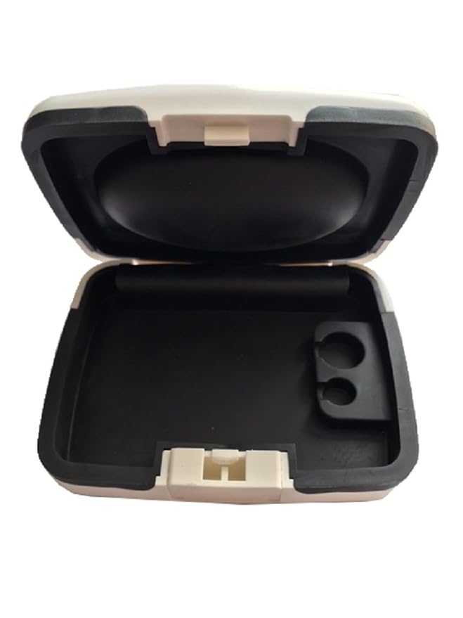 NEW 1 x Large White & Black Hearing Aid Hard Storage Carry Case Battery