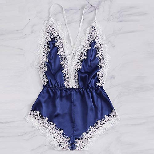 Valentine's Best Gifts for Sex!!! Hennta Fashion Sissy Women Plus Size Sexy Lingerie Girl V-Neck Lace Splice Bodysuit Sleepwear - Thumbnail 2