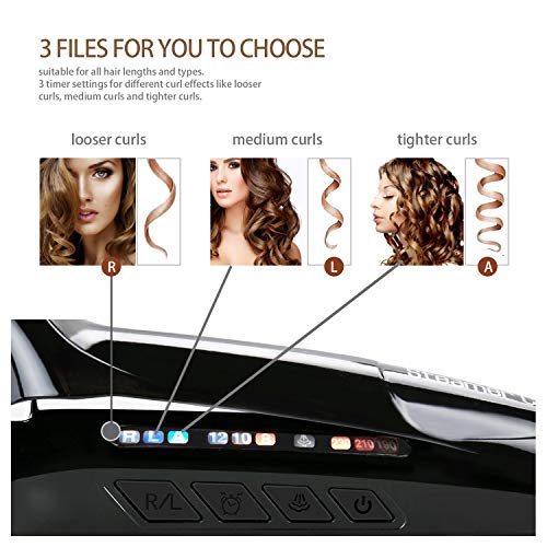 YITRUST Rotating Curling Iron Automatic Steam Hair Curlers Ceramic Wavy Hair Styling Steamer Spray Spiral Wands with LCD Display(Black)