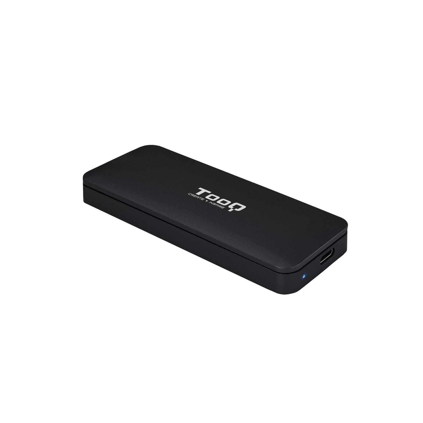 TOOQ TQE-2280B M.2 NVMe PCIe SSD Enclosure, USB-C Connection (USB 3.1 Gen2), Aluminium, LED Display, Black, 53 g