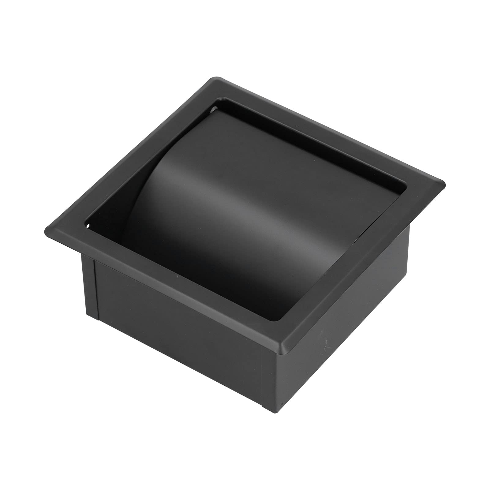 Tiiyee Recessed Toilet Paper Holder, Toilet Storage Wall Mounted Shelf Wall in Roll Tissue Dispenser Chrome Finish Stainless Steel Storage Box Holder with Cover for Commercial Hotel Cloakroom Black