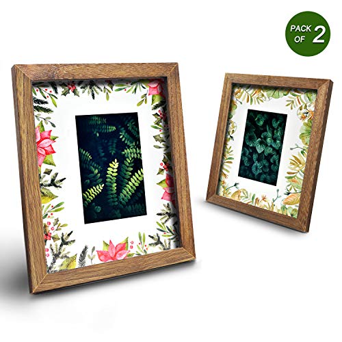Emfogo 8x10 Picture Frames Display 4x6 Photo with Mat Made of Solid Wood for Table Top Display and Wall Mounting Photo Frame Pack of 2…
