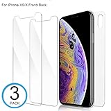 iPhone Xs/X Screen Protector Glass, Ytingxiad Front Back iPhone Xs/X Tempered Glass Screen Protector [Case Friendly] [Bubble-Free] with Easy Installation for Apple iPhone Xs/X [3-Pack]