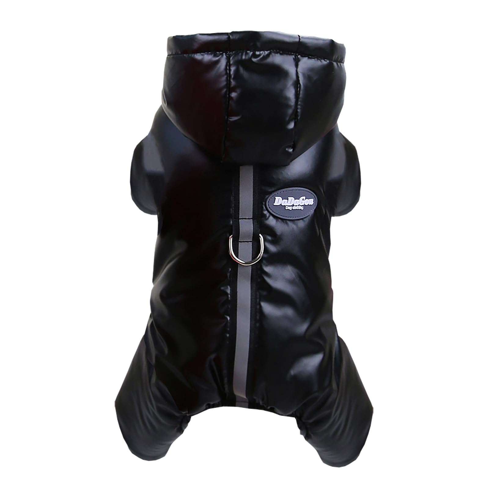 Izefia Dog Coat Windproof Jacket Cold Weather Coats 4 Legs Warm Jumpsuit Winter Thick Clothes Snow Proof Cotton Coat for Small Dog Medium Cat Black L