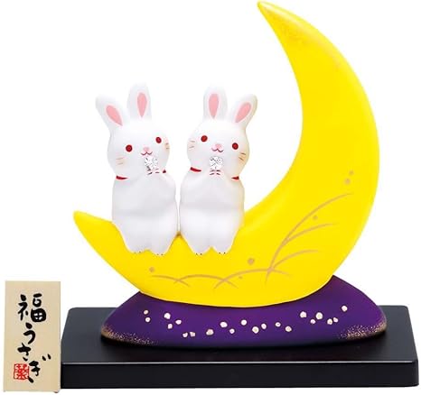 Amazon Co Jp 錦彩福運月うさぎ おねがい クリスタルガラス付 1331 ホーム キッチン