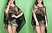 Ostale Women's Bohemian Batwing Sleeve Loose Tops Flower Chiffon Blouse Tee Top Shirt (Black)