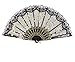 Amajiji Folding Hand Fans,Fashion Elegant Flower Rose Lace Chinese/Japanese Folding Fan (Black)