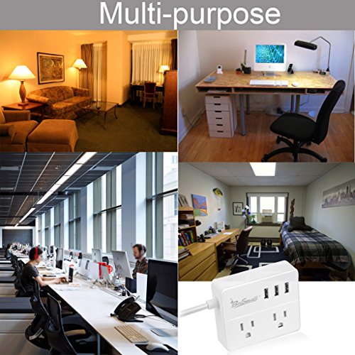 image for Beesmall Portable 2 Outlet Power Strip Heavy Duty Extension Cord Trave