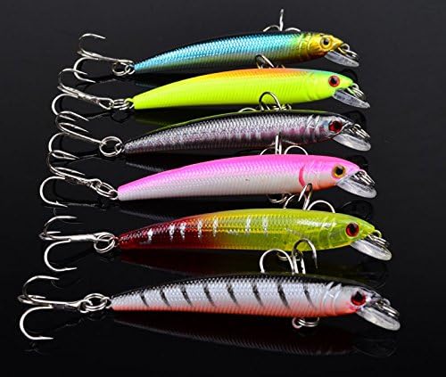 Fishing Plastic Lures 6pcs Lot 7.6cm/4.7g Mini Minnow Fishing Lures Set With Box Fishing Baits Tackle