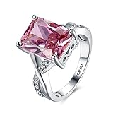 Swarovski Crystal Rings Sterling Silver For Women Pink White Gold Plated Size 9 Jewelry