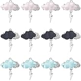 SUNNYCLUE 1 Box 12Pcs 3 Colors Cloud Charms Lightning Resin Charm Pink Black Blue Clouds Metal Weather Rhinestone Pendants for Jewelry Making DIY Craft Earring Necklaces Keychains Supplies Accessories