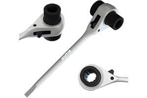 Kutir Chainsaw Scrench Wrench, 13mm & 19mm Ratchet T-Wrench Spanner Tool, Combination Screwdriver for Chainsaw Maintenance