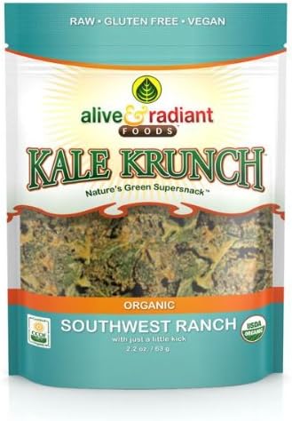 Alive &amp; Rediant Foods - Kale Krunch - Organic Southwest Ranch, Nature's Green Supersnack. 2.2-ounce bag (Pack of 4)