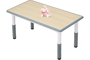 FUNLIO 23.6in*47.2in Adjustable Kids Table, 3-Level Height for Ages 3-8, Easy to Wipe Arts & Crafts Toddler Table for Classrooms/Daycares/Homes, CPC & CE Approved - Grey