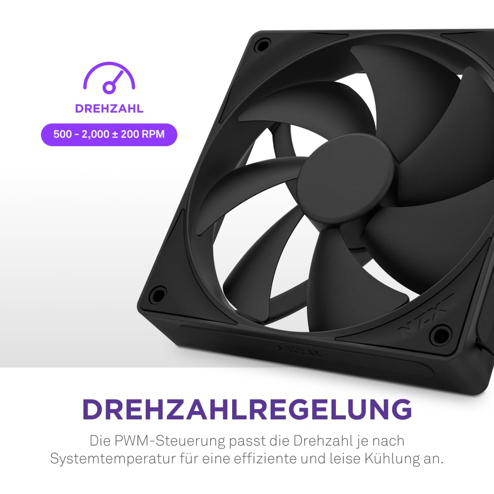 NZXT F120P | 120 mm Gehäusekühler mit statischem Druck | Ideal für Radiatoren und Kühlkörper | Hoher statischer Druck | Hinten abgeschrägter Einlass | Hydrodynamische Gleitlager | PWM | Schwarz 6
