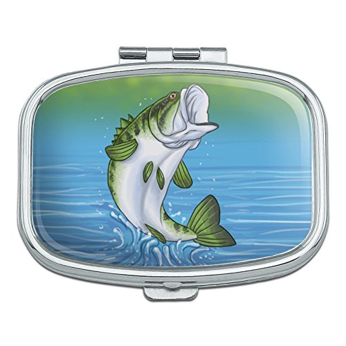 Bass Fish Jumping Out of Water Fishing Rectangle Pill Case Trinket Gift Box