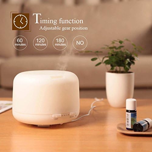 Roowo Cool Mist Humidifier, 500ml Aroma Essential Oil Diffuser with Adjustable Mist Mode, Auto Shut-off, Queit Operation for Office ,Bedroom ,Living Room, Yoga, Spa,Gift (warm light)