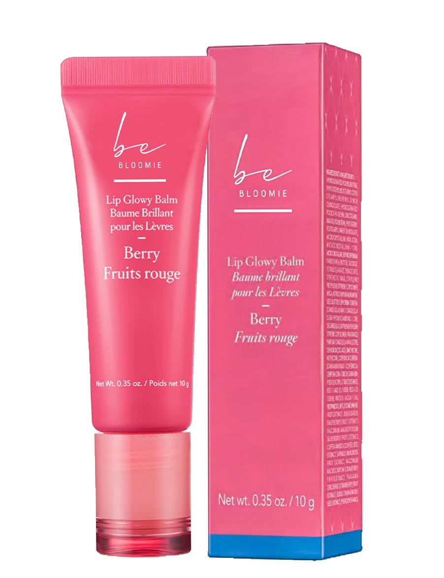beBloomie Lip Glowy Balm Berry, Moisturising Lip Balm For A Sheer Tint Of Colour, Infused With Hyaluronic Acid, Vegan & Cruelty-free!