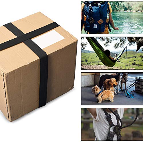 JIAKAI 2 Inch Wide 10 Yards Nylon Heavy Duty Webbing Strap,Polypropylene Heavy Straps for Bags, Hammocks, Outdoor Climbing and DIY Making Luggage Strap, Pet Collar, Backpack Repairing (Black)