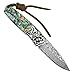 KUBEY DM147 Hunting Wood Pocket Knife, Damascus Blade Etched, Rosewood Handle with Steel Bolster, Ceramic Ball Bearing Flipper, Liner Lock (Medium, SpearPoint)