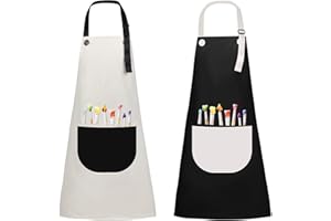 Jinlaili Kids Apron with Pocket 2 Pack Children Chef Apron for Cooking Baking Painting, Adjustable Strap Child Apron, Waterpr