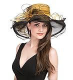 SAFERIN Women's Kentucky Derby Sun Hat Church Cocktail Party Wedding Dress Organza Hat Two Tone Color